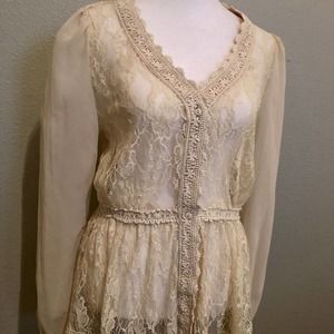 Long Sleeve Ivory Lace Blouse